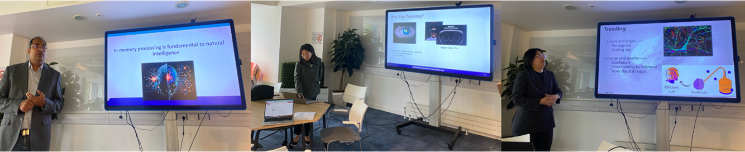 A male and 2 female academics giving a presentation